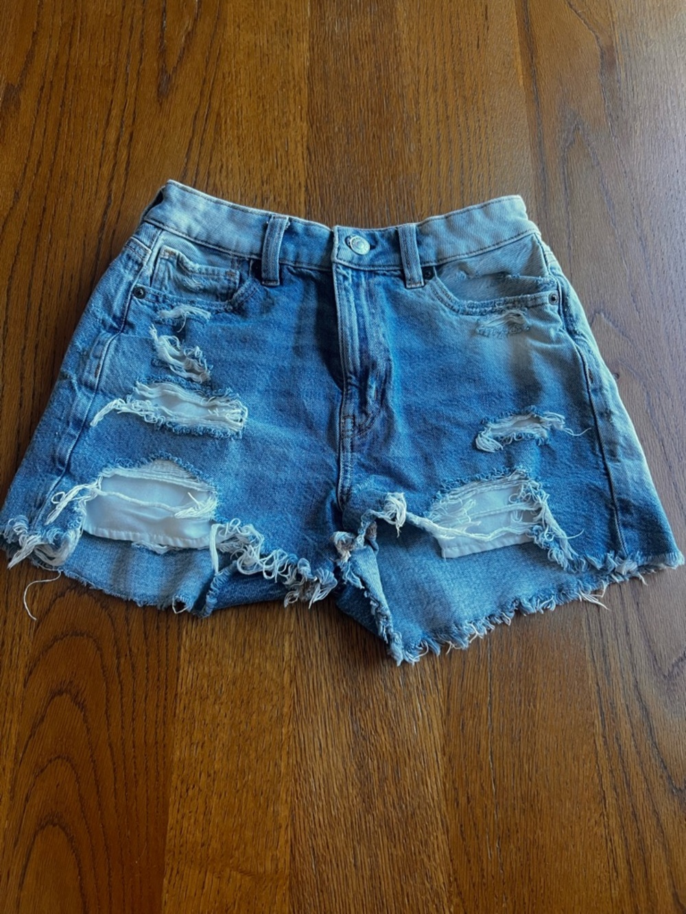 American Eagle Outfitters Distressed Light Blue Denim Shorts